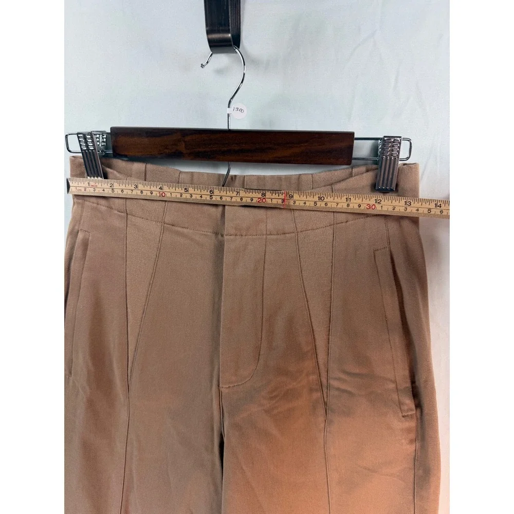 Alo Yoga Womens High Waist Wide Leg Seam Front Trousers Tan Camel Size S